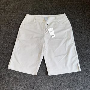 Callaway Golf Shorts Women 4 Simply Taupe Striped Stretch Performance Flat Front